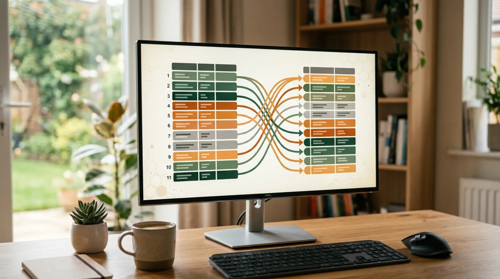 A spreadsheet mapping old website addresses to new ones during a site migration