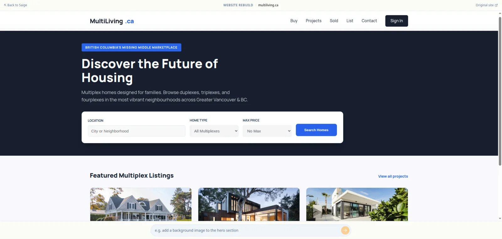 AI-Driven Website Rebuild